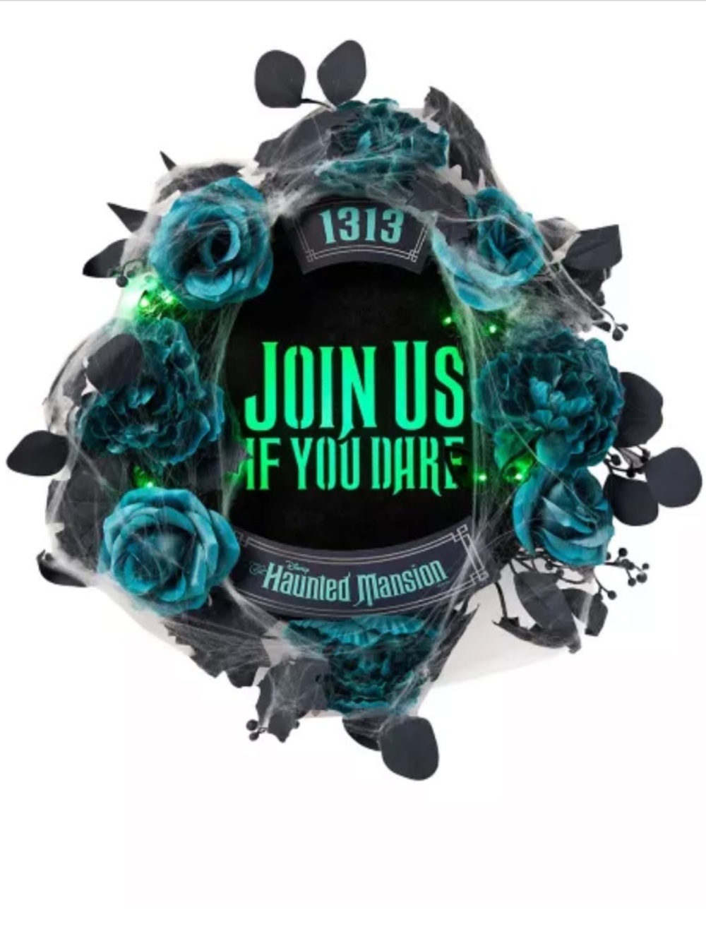Light-Up Join Us If You Dare Wreath - Disney The Haunted Mansion
